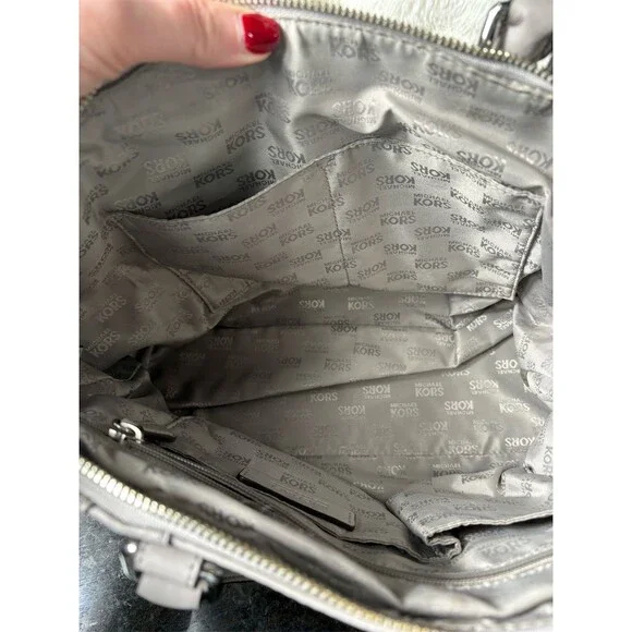 Michael Kors Satchel Shoulder Bag Womens Medium Gray Pebbled Leather MK - Picture 11 of 11